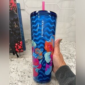 Starbucks Summer 2024 Blue Wave Tropic Summer Cold Cup Tumbler. NWT! Shimmery!